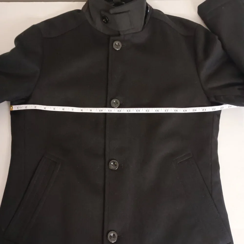 Hugo Boss Wool Cashmere Coat with Inner Bib & Ribbed Collar Size 40R EUC - Picture 12 of 16